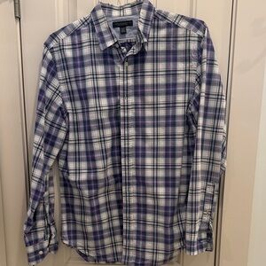 Banana Republic Purple and White Plaid Button-Down Shirt